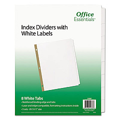 Office Essentials Index Dividers with White Labels, 8-Tab, 11 x 8.5, White, 5 Sets (11337)