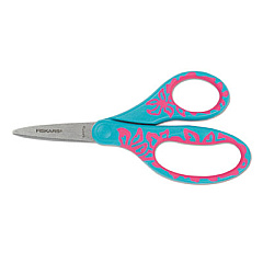 Fiskars Kids/Student Softgrip Scissors, Pointed Tip, 5" Long, 1.75" Cut Length, Assorted Straight Handles (1943301020)