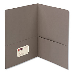 Smead Two-Pocket Folder, Embossed Leather Grain Paper, Gray, 25/Box (87856)