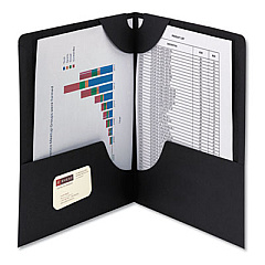 Smead Lockit Two-Pocket Folder, Textured Paper, 100-Sheet Capacity, 11 x 8.5, Black, 25/Box (87981)