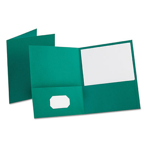 Oxford Leatherette Two Pocket Portfolio, 8.5 x 11, Teal/Teal, 10/Pack (57582)