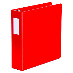 Universal Deluxe Non-View D-Ring Binder with Label Holder, 3 Rings, 2" Capacity, 11 x 8.5, Red (UNV20783)
