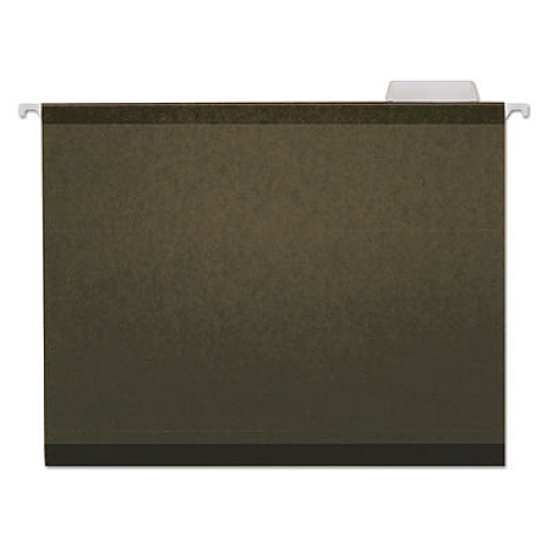 Universal Deluxe Reinforced Recycled Hanging File Folders, Letter Size, 1/5-Cut Tabs, Standard Green, 25/Box (UNV24115)