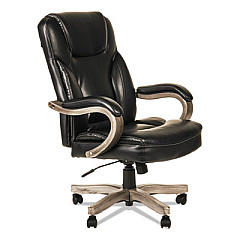 Alera Transitional Series Executive Wood Chair, Supports 275 lb, 19.09" to 22.83" Seat Height, Black Seat/Back, Gray Ash Base (ALETS4119G)