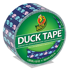 Duck Colored Duct Tape, 3" Core, 1.88" x 10 yds, Blue/Pink Whale of Time (284169)