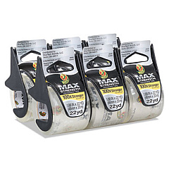 Duck MAX Packaging Tape with Dispenser, 1.5" Core, 1.88" x 22 yds, Crystal Clear, 6/Pack (284983)