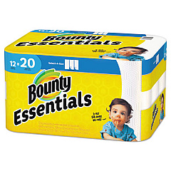 Bounty Essentials Select-A-Size Kitchen Roll Paper Towels, 2-Ply, 104 Sheets/Roll, 12 Rolls/Carton (74647)