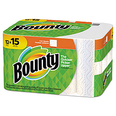 Bounty Kitchen Roll Paper Towels, 2-Ply, White, 45 Sheets/Roll, 12 Rolls/Carton (74697)