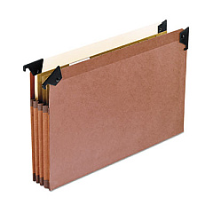 Pendaflex Premium Expanding Hanging File Pockets with Swing Hooks and Dividers, 3 Dividers with 1/5-Cut Tabs, Legal Size, Brown, 5/Box (45423)