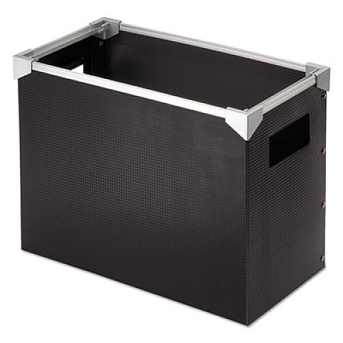 Pendaflex Poly Desktop File Box, Letter Files, 13" x 6.25" x 9.5", Black/Silver (01151)