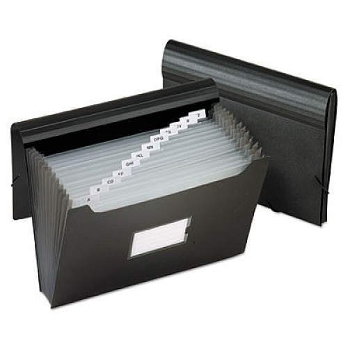 Pendaflex Jumbo 13-Pocket File, 12" Expansion, 13 Sections, Elastic Cord Closure, 1/12-Cut Tabs, Letter Size, Black (82013)