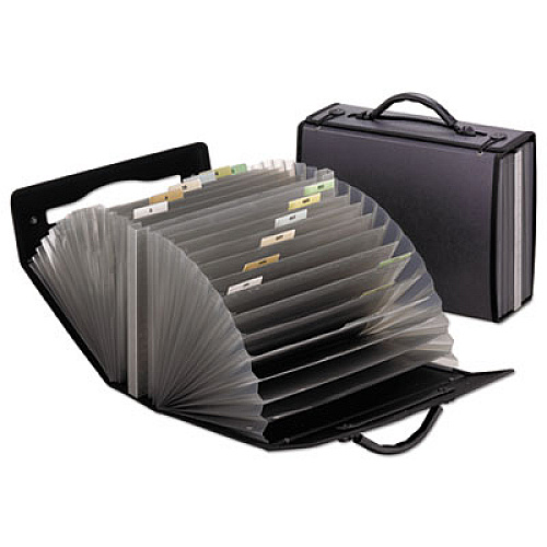 Pendaflex 26-Pocket Document Carrying Case, 26 Sections, Cord/Hook Closure, 1/6-Cut Tabs, Letter Size, Smoke (01132)