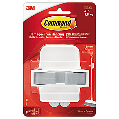 Command Broom Gripper, 3.12w x 2.43d x 3.34h, White/Gray, 1 Gripper/2 Strips (17007ES)