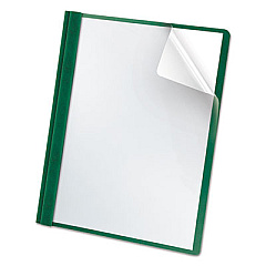 Oxford Clear Front Premium Report Cover, Three Prong Fastener, 0.5" Capacity, 8.5 x 11, Clear/Green, 25/Box (58817)