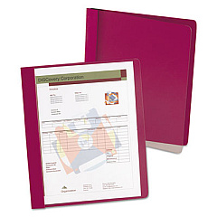 Oxford Extra-Wide Clear Front Report Covers, Three-Prong Fastener, 0.5" Capacity, 8.5 x 11, Clear/Red, 25/Box (5354050X)