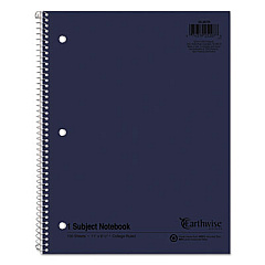 Earthwise by Oxford Recycled Single Subject Notebook, Medium/College Rule, Randomly Assorted Covers, 11 x 8.5, 100 Sheets (25207)
