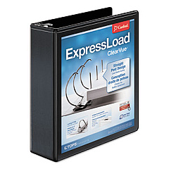 Cardinal ExpressLoad ClearVue Locking D-Ring Binder, 3 Rings, 2" Capacity, 11 x 8.5, Black (49121)