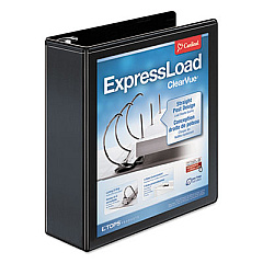Cardinal ExpressLoad ClearVue Locking D-Ring Binder, 3 Rings, 3" Capacity, 11 x 8.5, Black (49131)