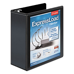 Cardinal ExpressLoad ClearVue Locking D-Ring Binder, 3 Rings, 4" Capacity, 11 x 8.5, Black (49141)