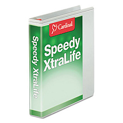Cardinal Speedy XtraLife Non-Stick Locking Slant-D Ring Binder, 3 Rings, 1" Capacity, 11 x 8.5, White (59100)