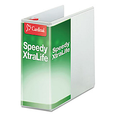 Cardinal Speedy XtraLife Non-Stick Locking Slant-D Ring Binder, 3 Rings, 5" Capacity, 11 x 8.5, White (59150)