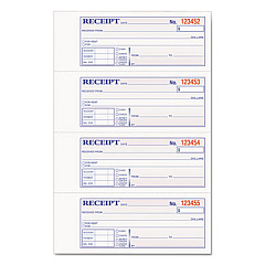Adams TOPS Two-Part Hardbound Receipt Book, Two-Part Carbon, 7 x 2.75, 4/Page, 300 Forms (DCH1185)
