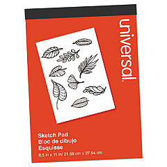 Universal Sketch Pad, Unruled, Red Cover, 70 White 8.5 x 11 Sheets (UNV66371)