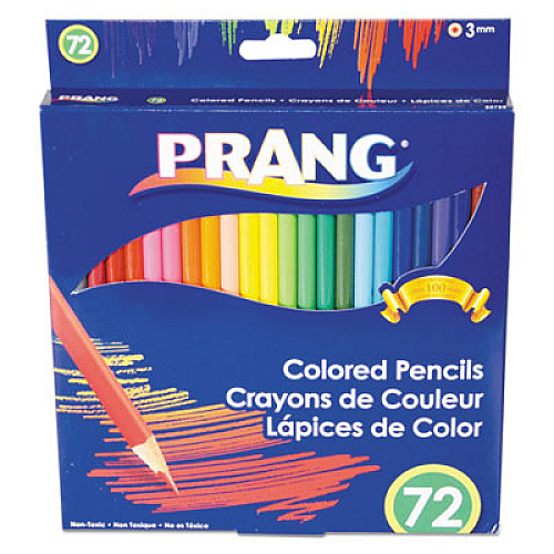 Prang Colored Pencil Sets, 3 mm, 2B (#1), Assorted Lead/Barrel Colors, 72/Pack (22725)