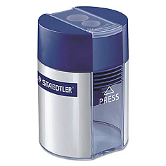 Staedtler Handheld Manual Double-Hole Plastic Sharpener, 3.25 x 1.75 x 2.2, Randomly Assorted Colors (512001BK03)