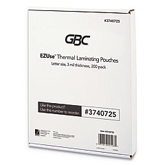 GBC EZUse Thermal Laminating Pouches, 3 mil, 8.5" x 11", Gloss Clear, 200/Pack (3740725)