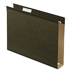 Pendaflex Extra Capacity Reinforced Hanging File Folders with Box Bottom, 2" Capacity, Letter Size, 1/5-Cut Tabs, Green, 25/Box (5142X2)