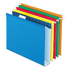 Pendaflex Extra Capacity Reinforced Hanging File Folders with Box Bottom, 2" Capacity, Letter Size, 1/5-Cut Tab, Assorted Colors,25/BX (5142X2ASST)