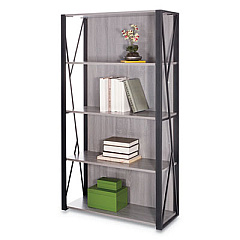 Safco Mood Bookcases, Four-Shelf, 31.75w x 12d x 59h, Gray (1903GR)