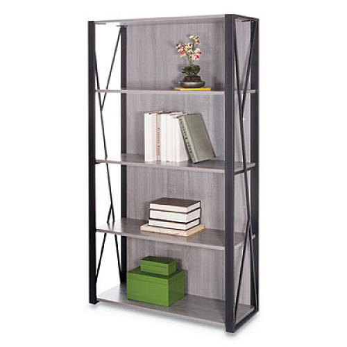 Safco Mood Bookcases, Four-Shelf, 31.75w x 12d x 59h, Gray (1903GR)