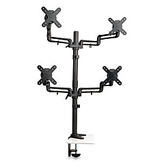 Tripp Lite Quad Monitor Mount, For 13" to 27" Monitors, 360 deg Rotation, +15 deg/-15 deg Tilt, 180 deg Pan, Black, Supports 22 lb (DDR1327SQFC)