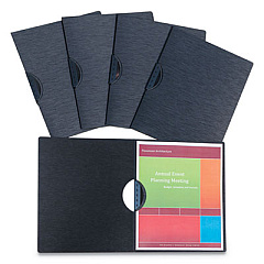 C-Line Modern Metallic Executive Style Report Cover, Swing Clip, 8.5 x 11, Black/Black, 5/Pack (33311)
