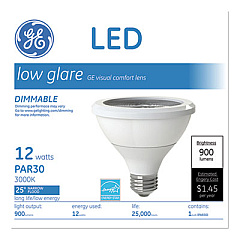 GE LED PAR30 Dimmable Warm White Flood Light Bulb, 12 W (42133)