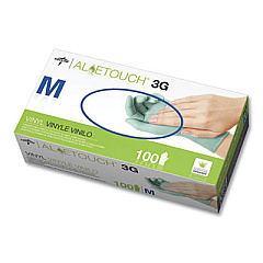 Medline Aloetouch 3G Synthetic Exam Gloves - CA Only, Green, Medium, 100/Box (6MDS195175)