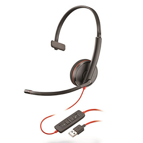 poly Blackwire 3210, Monaural, Over The Head USB Headset (C3210)