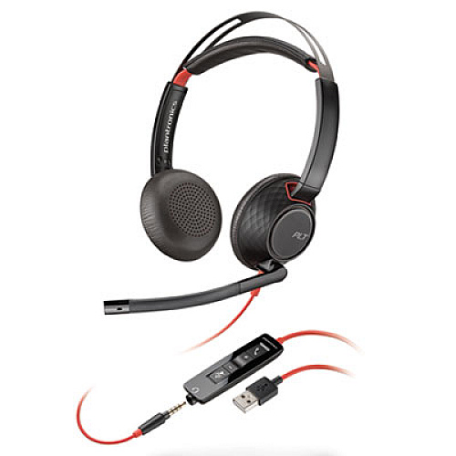 poly Blackwire 5220, Binaural, Over The Head Headset (C5220)
