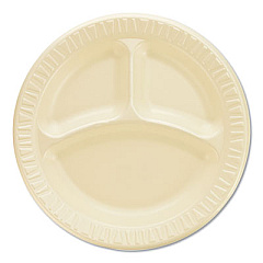 Dart Quiet Classic Laminated Foam Dinnerware, Compartment Plate, 9" dia, White, 500/Carton (9CPHQR)