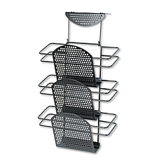 Fellowes Perf-Ect Partition Additions Three-Pocket Organizer, 12.5 x 6.75 x 21.38, Over-the-Panel Mount, Black (22318)