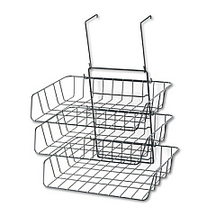 Fellowes Wire Partition Additions Three-Tray Organizer, 13.5 x 10.63 x 11.88, Over-the-Panel/Wall Mount, Black (75310)