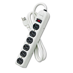 Fellowes Metal Power Strip, 6 Outlets, 6 ft Cord, Platinum (99027)