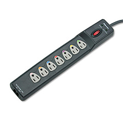 Fellowes Power Guard Surge Protector, 7 AC Outlets, 12 ft Cord, 1,600 J, Graphite Gray (99111)