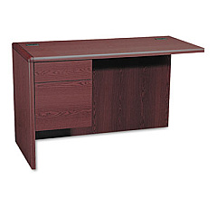 HON 10700 "L" Workstation Return, Left 3/4 Pedestal, 48w x 24d x 29 1/2h, Mahogany (10716LNN)