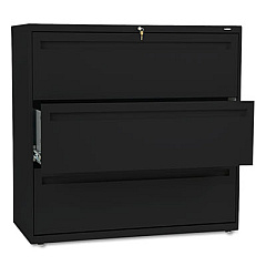 HON Brigade 700 Series Lateral File, 3 Legal/Letter-Size File Drawers, Black, 42" x 18" x 39.13" (793LP)