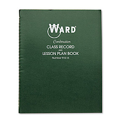 Ward Combination Record/Plan Book, 9-10 Week Term: 2-Page Spread (38 Students), 2-Page Spread (6 Classes), 11 x 8.5, Green Cover (91016)