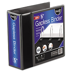 find It Gapless Loop Ring View Binder, 3 Rings, 5" Capacity, 11 x 8.5, Black (FT07075)