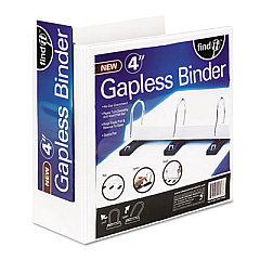 find It Gapless Loop Ring View Binder, 3 Rings, 4" Capacity, 11 x 8.5, White (SNS01703)